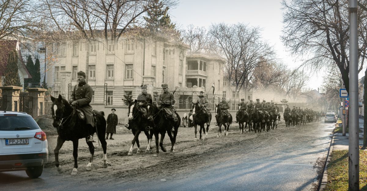 A tüzérség bevonulása Sopronba 1921 december 31-én. Győri út 2021 december 31. 
